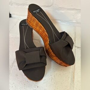 Kate Spade Brown Wedge Wicker Platform Sandals Size 7
